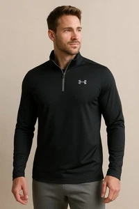 Under Armour Tactical ColdGear Infrared Quarter Zip Mens XL Black Woven Tech - Picture 1 of 9