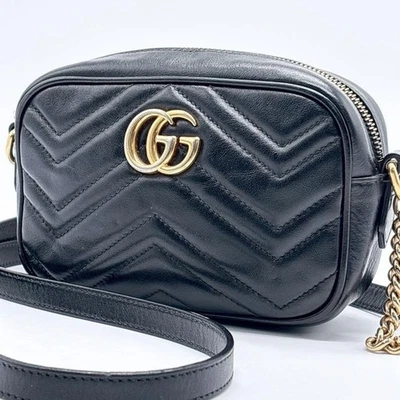 Bolso Bandolera Pequeño Gucci GG Marmont Cuero Negro Foto 1 de 4