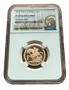 Great Britain 2019 Gold 1 Sovereign Piefort NGC PF69UC - Picture 1 of 2