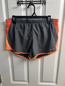 Nike Shorts Womens Medium Gray Orange Tempo DriFit Lined Running Athletic 624272 - Picture 1 of 5