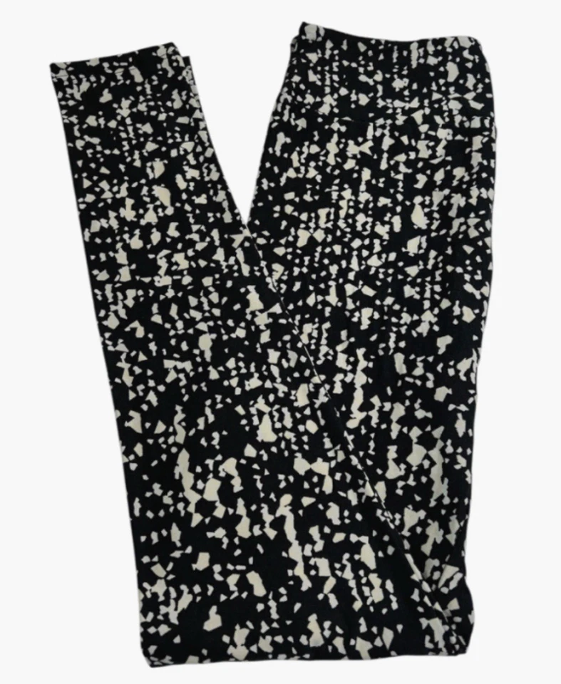 Леггинсы LuLaRoe OS один размер ЧЕРНЫЕ СЕРЫЕ современные с пятнами МОЗАИКА в горошек повседневные - Изображение 1 из 4