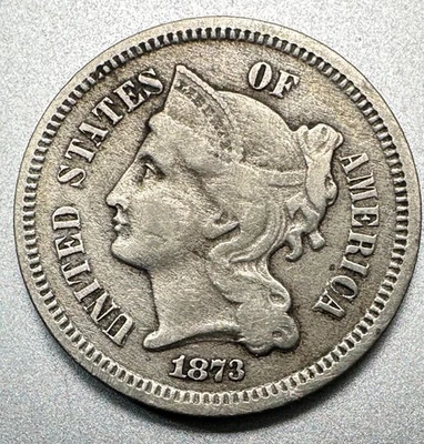 1873   3 CENT NICKEL   OPEN 3    NICE DETAIL  #9886 - Image 1 of 2
