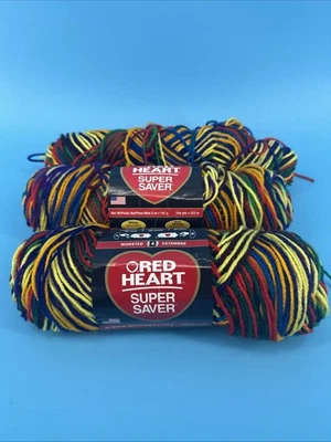 New3 Skeins Red Heart Super Saver 纱线,墨西哥 5 盎司 — 第 1/4 张图片