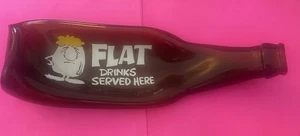 Vintage Flat Melted Glass Beer Bottle Bar Decor 1970s Style Dish Ashtray - Picture 1 of 3