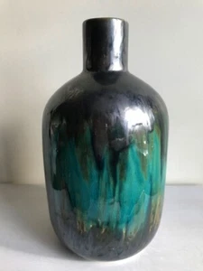 Schöne Kunstkeramikvase mit drei Händen türkis grün braun glasiert 10,5 x 5,5 Zoll - Bild 1 von 10