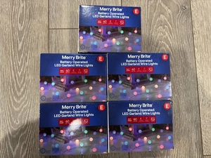 Merry Brite 60 Count Battery Operated LED Wire Lights - Multi Bulb Lot of 5 NEW! - Picture 1 of 1
