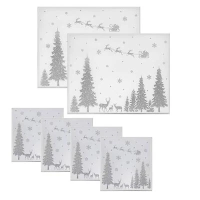 THE LEONARDO COLLECTION Christmas Glitter Woodland Glass Placemats or Coasters - Choose Item