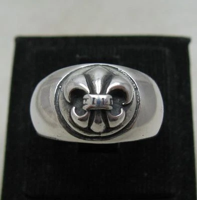 Heavy Genuine Sterling Silver Ring Fleur De Lys Solid 925 Perfect Quality  - Image 1 of 4