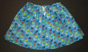 Mini Boden girl Blue pink yellow dove bird print lined skirt pocket spring 11 12 - Picture 1 of 2