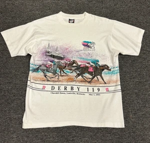 Camiseta De Colección Años 90 Kentucky Derby 119 Caballo de Carreras Puntada Única Talla L EE. UU. R. Peck - Imagen 1 de 14