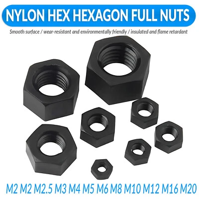 Kunststoff Mutter Schwarz Nylon Sechskantmutter M2 M2.5 M3 M4 M5 M6 M8 bis M20 - Bild 1 von 4