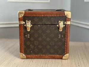 Louis Vuitton Rare Small Cube Trunk Antique Monogram Canvas Suitcase Luggage - Picture 1 of 12