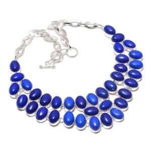Lapis lazuli Gemstone Handmade Gift 925 Sterling Silver Jewelry Necklace 18" d79 - Picture 1 of 6