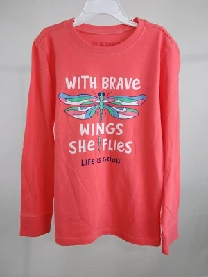 Life is Good Kid Long Sleeve Crusher Tee Brave Wings Orange Medium 81178 - Image 1 of 4