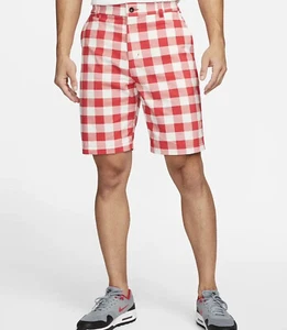 Nike Dri-Fit Plaid Golf Short Picnic Summer Checkered Red White Sz 30 DH1294-657 - Picture 1 of 10