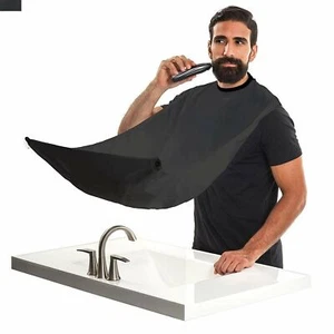 Men Facial Hair Beard Trimmings Catcher Whiskers Bib Shaving Apron Cape Cloth - Picture 1 of 9