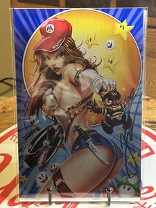 DAUGHTERS OF EDEN #1 JAMIE TYNDALL METAL SIGNED MARIO COSPLAY VARIANT COA - Picture 1 of 2