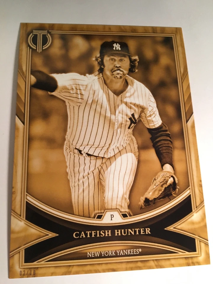 2018 Topps Tribute Jumbo 5x7 Catfish Hunter Yankees 45 Gold 03/10 - Image 1 of 1