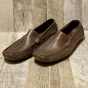 Clarks Mens Driving Shoe Loafer Brown Leather Casual Slip On Mens Size 9.5 - Picture 1 of 9