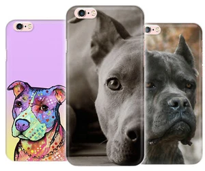 Pit Bull Dog Cute Art Rubber Plastic Phone Cover Case fits All Apple iPhone - Picture 1 of 8