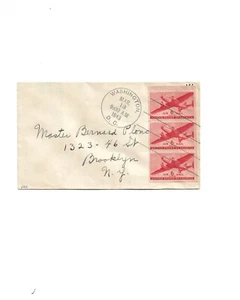 FDC C25a Booklet Pane ,Washington DC. To Brooklyn NY. MAR 18-1943,  - Picture 1 of 2