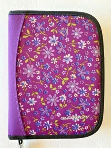 Old Navy Zipper Binder Flowers Purple Markers Compact/Personal 6-1" Rings - Picture 1 of 8