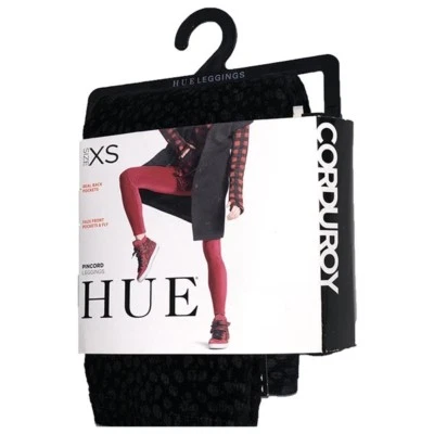 HUE-Pin-corduroy Animal Dot Leggings-Black- Size Extra Small (U14632) - Image 1 of 4