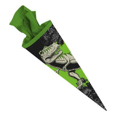 itenga Schultüte Zuckertüte 70 cm Dinosaurier T-Rex Grün Schwarz Einschulung