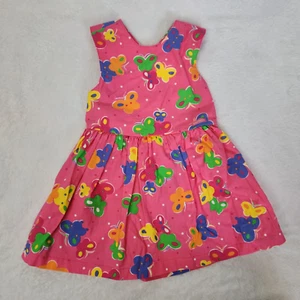 *RESERVED* 2 Vtg 80/90s OshKosh Pink Butterfly Jumper Dress - Picture 1 of 2