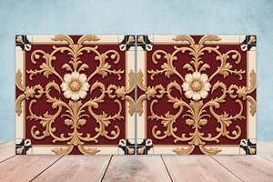 Azulejos de pared de cerámica victoriana - Juego de 2 azulejos de cerámica para salpicadero de cocina para baño - Imagen 1 de 3