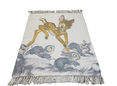 Disney Bambi Woodland Friends Fringed Throw Blanket 50" x 60" Sketch Art - Image 1 of 4