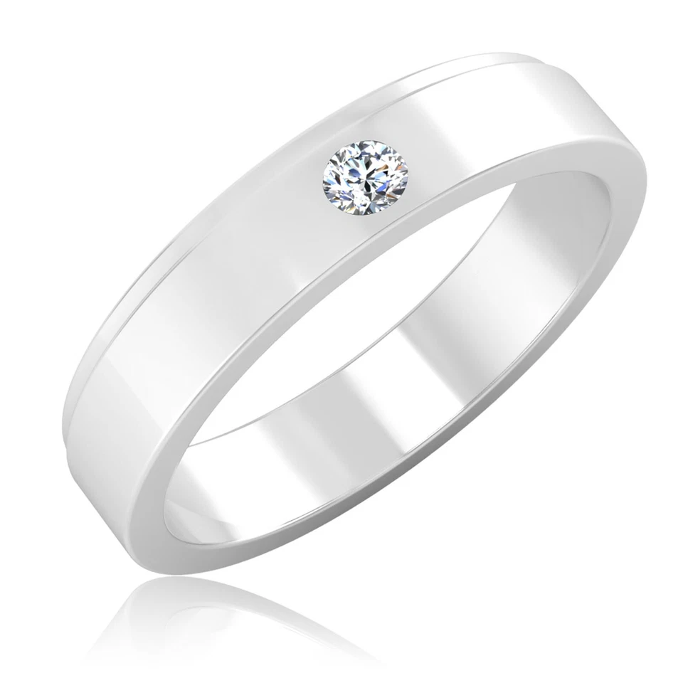 Alianza de boda de diamantes naturales de 0,10 quilates de platino real 950 talla 10 Foto 1 de 4