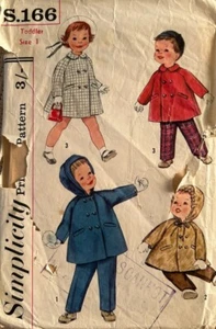 Simplicity S.166 Sewing Pattern Toddler Girls Coat & Pants Size 1 - Picture 1 of 3