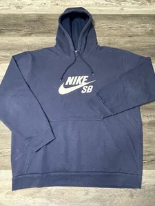 Vintage Y2K Nike SB Hoodie Navy Blue Gray Tag Skate Board Skate Size XL - Picture 1 of 5