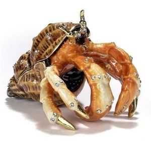Large Hermit Crab Bejeweled Enamel Jewelry Trinket Keepsake Box - Picture 1 of 1
