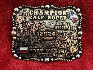 Calf Roping HELLS HALF ACRE TEXAS  Rodeo Champion Trophy Buckle☆☆2024☆Rare☆125 - Picture 1 of 15