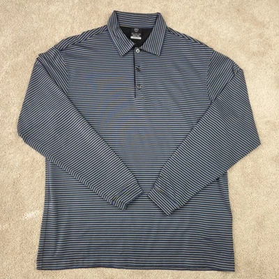 Nike Polo Shirt Mens Medium Blue Green Striped Dri-FIT UV Long Sleeve Golf Tech - Image 1 of 4
