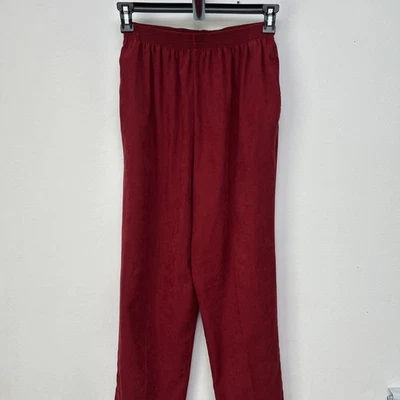 Vintage BonWorth Woman’s Pants, Burgundy Microsuede, Elastic Waist, Medium - Image 1 of 4