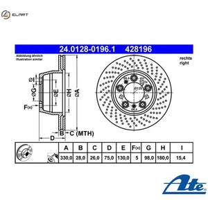 2x BRAKE DISC 24.0128-0196.1 FOR PORSCHE 911/Convertible/Targa/Speedster 3.6L - Picture 1 of 10