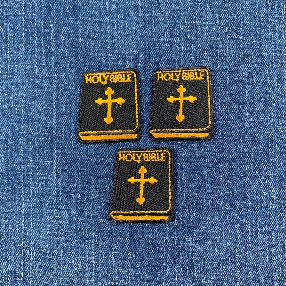 3-Pack Bible Applique Patch - Christian Cross Jesus Embroidered Badge 1-3/8" - Image 1 of 2