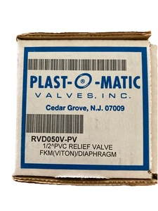 Plast O Matic 1/2 PVC Relief Valve FKM (Viton) Diaphragm RVD050V-PV - Picture 1 of 3