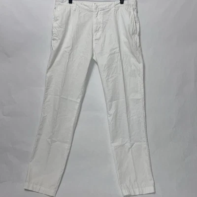 Pantalones de sarga de frente plano informales Lacoste para hombre 36x34 blancos de algodón chinos de golf preppy Foto 1 de 4