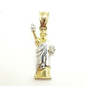 10k two-tone gold statue of liberty pendant charm fine gift jewelry unisex 2.3g - Picture 1 of 11
