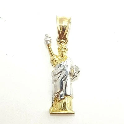 10k two-tone gold statue of liberty pendant charm fine gift jewelry unisex 2.3g - Image 1 of 4