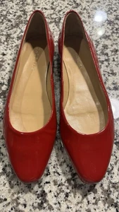 Talbots Size 7.5 Womens Bright Red Patent Leather FLATS Shoes Casual - Picture 1 of 7