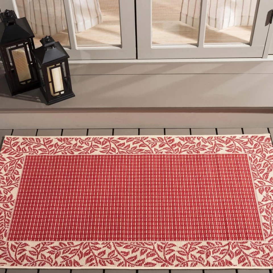 Tapete Courtyard Collection Accent - 2' x 3'7", Vermelho e Natural, Interior/Exterior e ... - Imagem 1 de 1