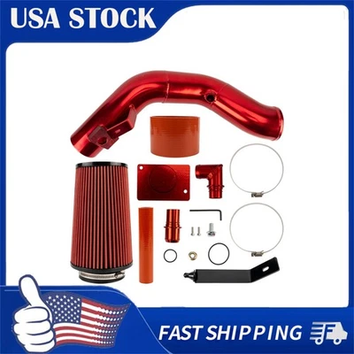 Kit de admisión de aire frío + filtro rojo 3,7 pulgadas para Ford F-250 Super Duty V8 6T 2003-2007 Foto 1 de 4