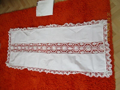 Antike Weißwäsche antiker Tischläufer mit Spitzen Tischdecke - Bild 1 von 4