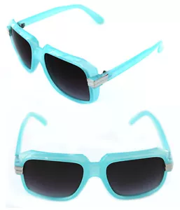 Men's Hip Hop 80's Vintage 607 Sunglasses Retro RUN DMC Light Blue Silver - Picture 1 of 10