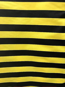 One Inch Stripe Poly Cotton Fabric Print Black Yellow 58" Wide SOLD BY THE YARD